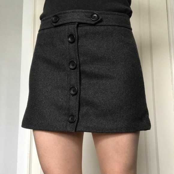 Gap Mod Charcoal Wool Mini Skirt - Picture 2 of 6